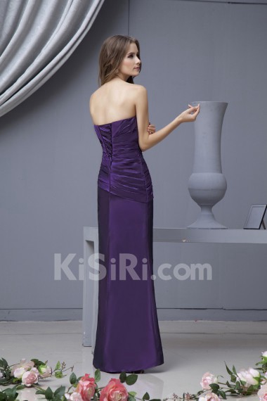 Taffeta Scoop Neckline Ankle-Length Sheath Dress with Ruffle