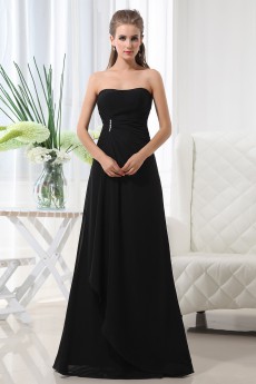 Chiffon Scoop Neckline Floor Length A-Line Dress with Ruffle