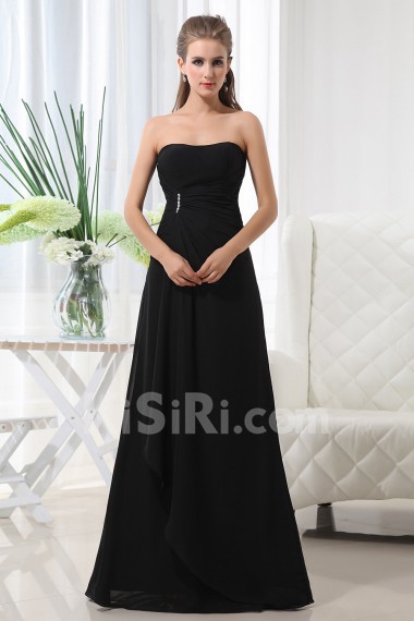 Chiffon Scoop Neckline Floor Length A-Line Dress with Ruffle