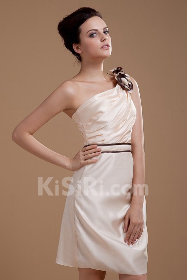 Satin One-Shoulder Short Sheath Dress