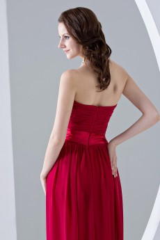 Chiffon Strapless Floor Length Column Dress with Ruffle