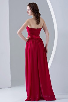 Chiffon Strapless Floor Length Column Dress with Ruffle