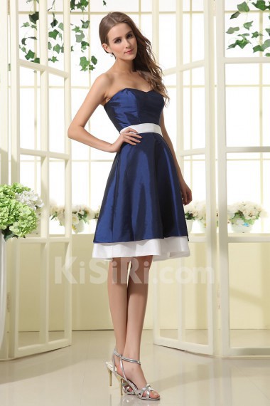 Satin Sweetheart Short A-line Dress with Sash