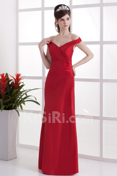 Taffeta Off-the-Shoudler Floor Length Empire Dress with Ruffle