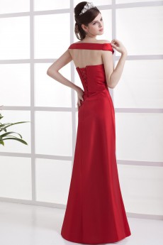 Taffeta Off-the-Shoudler Floor Length Empire Dress with Ruffle