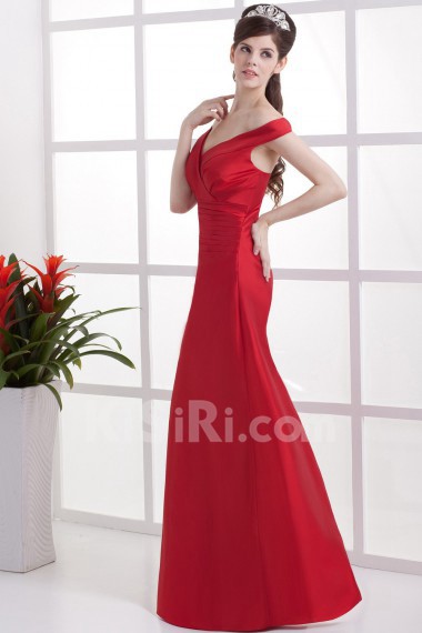 Taffeta Off-the-Shoudler Floor Length Empire Dress with Ruffle