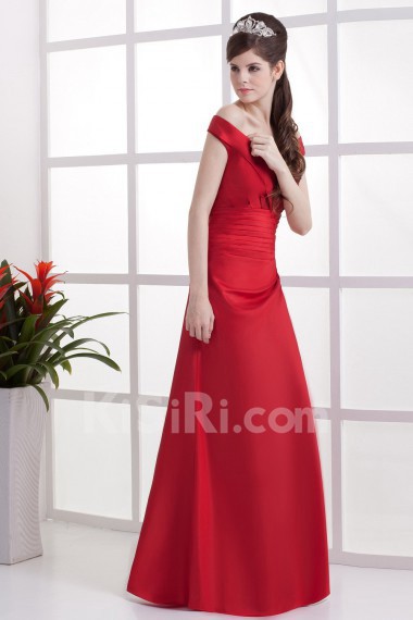 Taffeta Off-the-Shoudler Floor Length Empire Dress with Ruffle