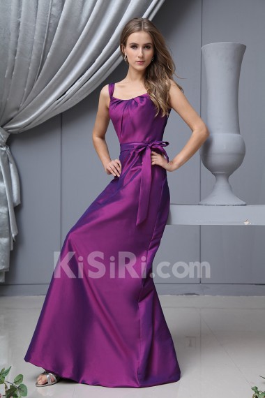 Taffeta Straps Neckline Floor Length Empire Dress with Bow