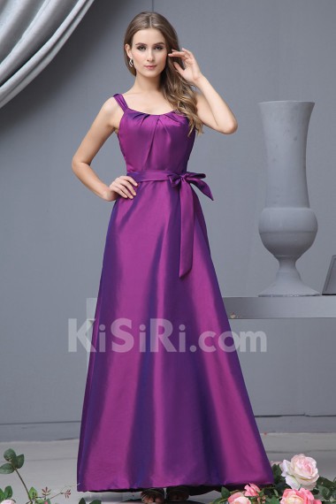 Taffeta Straps Neckline Floor Length Empire Dress with Bow