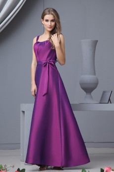 Taffeta Straps Neckline Floor Length Empire Dress with Bow