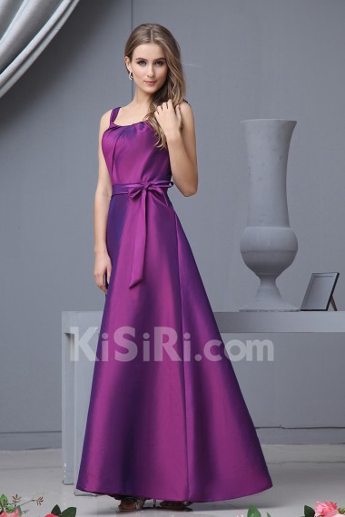 Taffeta Straps Neckline Floor Length Empire Dress with Bow