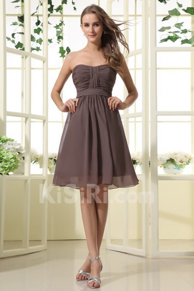 Chiffon Scoop Neckline Short A-line Dress with Ruffle