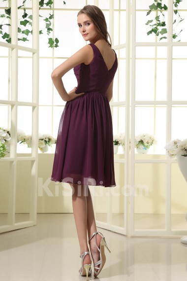 Satin and Yarn V-Neckline Short Dress with Ruffle