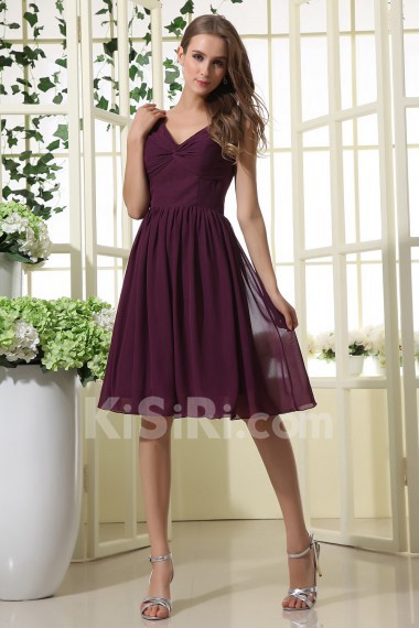 Satin and Yarn V-Neckline Short Dress with Ruffle