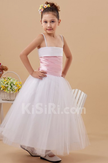 Taffeta and Organza Jewel Neckline Ankle-Length Ball Gown Dress with Ruffle