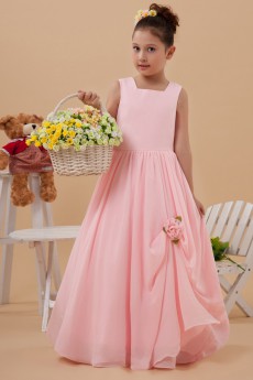 Taffeta Square Neckline Floor Length Ball Gown Dress with Hand-made Flower