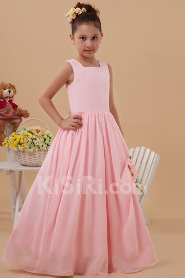 Taffeta Square Neckline Floor Length Ball Gown Dress with Hand-made Flower