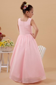 Taffeta Square Neckline Floor Length Ball Gown Dress with Hand-made Flower