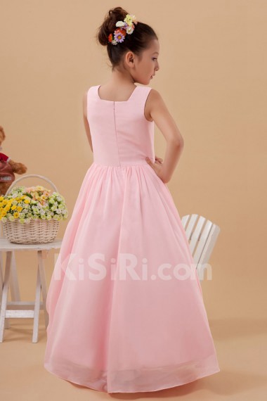 Taffeta Square Neckline Floor Length Ball Gown Dress with Hand-made Flower