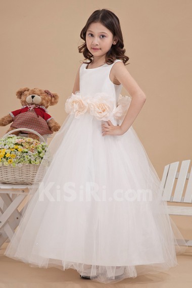 Tulle Jewel Neckline Ankle-Length A-line Dress