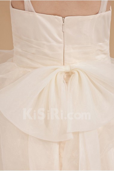 Organza Straps Neckline Ankle-Length Ball Gown Dress