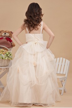 Organza Straps Neckline Ankle-Length Ball Gown Dress