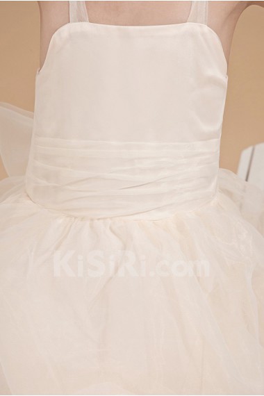 Organza Straps Neckline Ankle-Length Ball Gown Dress