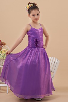 Taffeta Spaghetti Straps Floor Length A-Line Dress