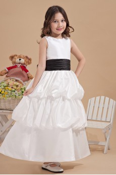 Satin Jewel Neckline Ankle-Length Ball Gown Dress with Bow