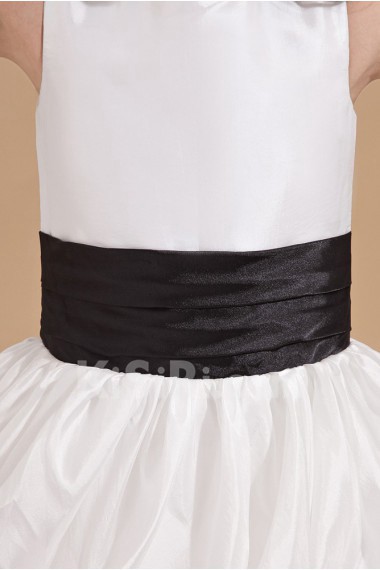 Satin Jewel Neckline Ankle-Length Ball Gown Dress with Bow