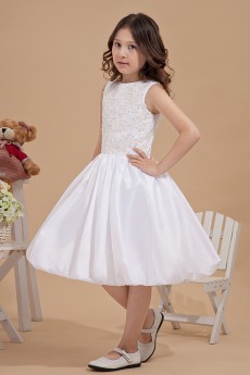 Satin Jewel Neckline Short Ball Gown Dress with Embroidery 