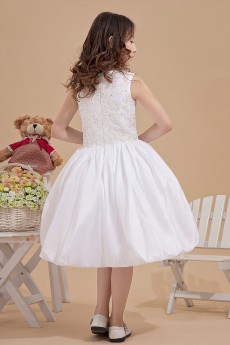 Satin Jewel Neckline Short Ball Gown Dress with Embroidery 