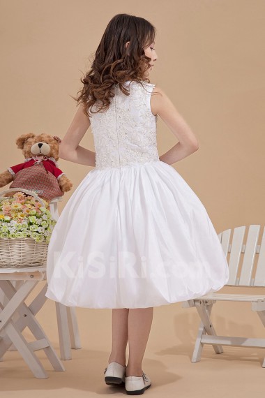 Satin Jewel Neckline Short Ball Gown Dress with Embroidery 