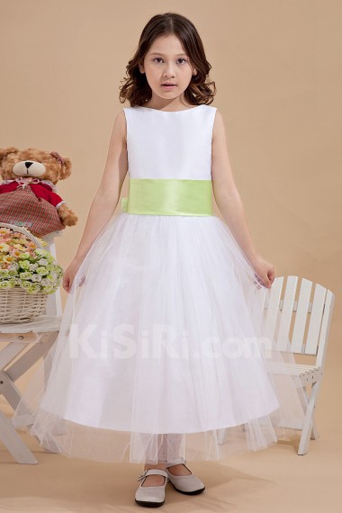 Tulle Jewel Neckline Ankle-Length A-Line Dress with Bow