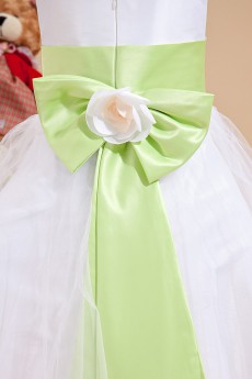 Tulle Jewel Neckline Ankle-Length A-Line Dress with Bow