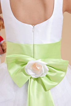 Tulle Jewel Neckline Ankle-Length A-Line Dress with Bow