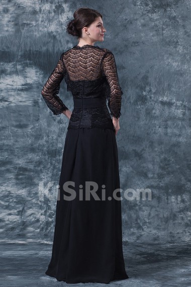 Chiffon Strapless Floor Length A-line Dress with Lace and Jacket