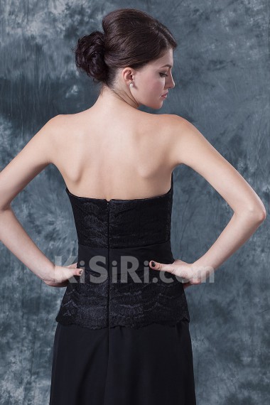 Chiffon Strapless Floor Length A-line Dress with Lace and Jacket