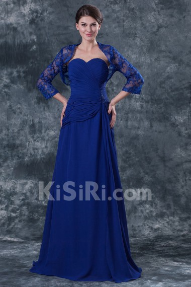 Lace and Chiffon Sweetheart Floor Length A-line Dress with Jacket