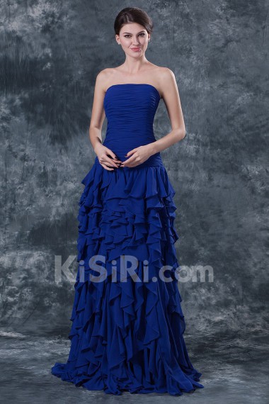 Chiffon Strapless A-line Dress with Ruffle