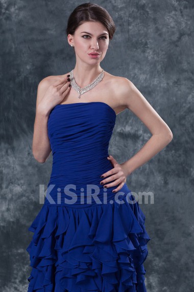 Chiffon Strapless A-line Dress with Ruffle