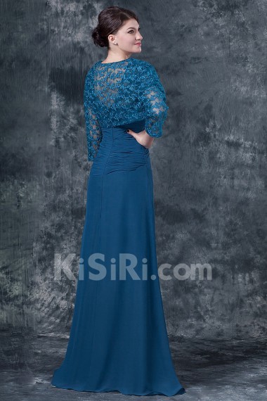 Chiffon Sweetheart Floor Length Column Dress with Ruffle and Jacket