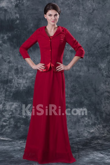 Satin Square Neckline Floor Length A-line Dress with Jacket