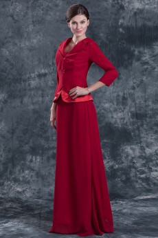 Satin Square Neckline Floor Length A-line Dress with Jacket