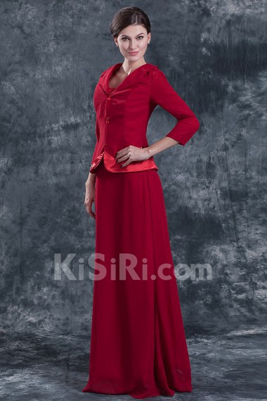 Satin Square Neckline Floor Length A-line Dress with Jacket