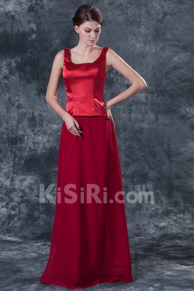 Satin Square Neckline Floor Length A-line Dress with Jacket