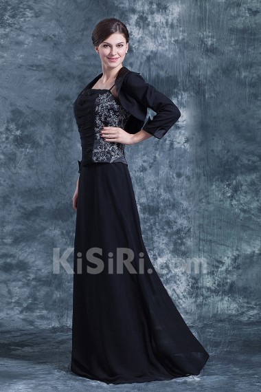 Chiffon Spaghetti Straps Floor Length A-line Dress with Jacket