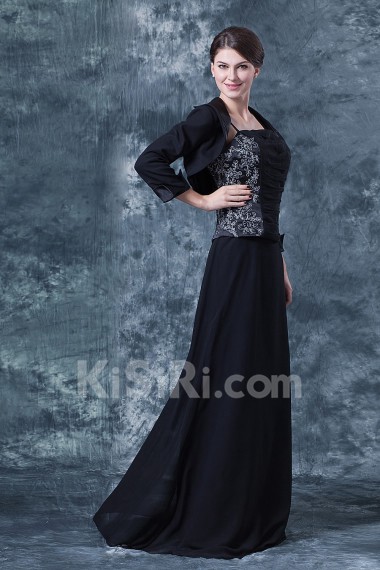 Chiffon Spaghetti Straps Floor Length A-line Dress with Jacket