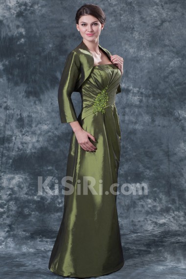 Taffeta Strapless Floor Length A-line Dress with Jacket