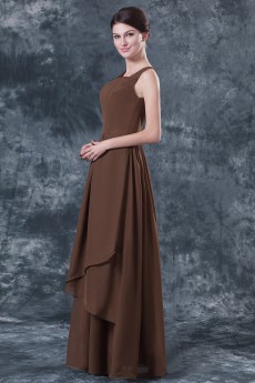 Chiffon Square Neckline Floor Length A-line Dress with Ruffle